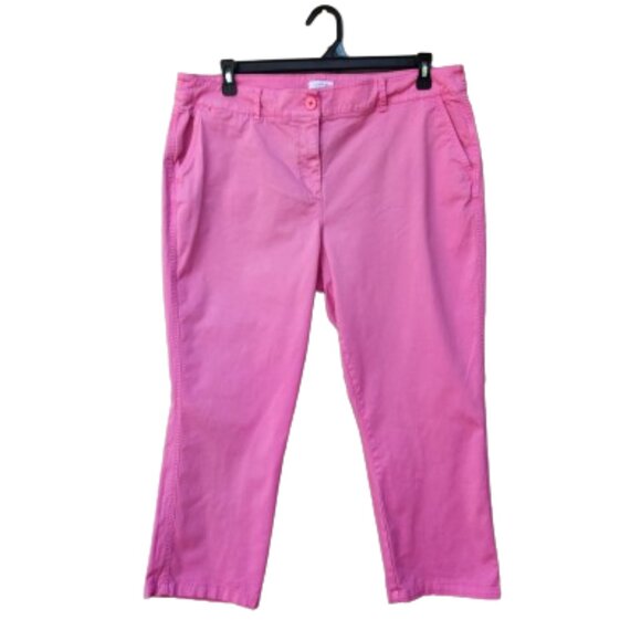 Crown & Ivy Pink Capri Pants Charlotte Relaxed Chinos Cotton Blend - Picture 1 of 10